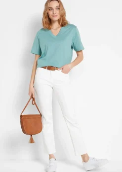 Femme bonprix Basiques|T-Shirts & Tops|Lot de 5 T-shirts longs et amples à col V