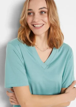 Femme bonprix Basiques|T-Shirts & Tops|Lot de 5 T-shirts longs et amples à col V