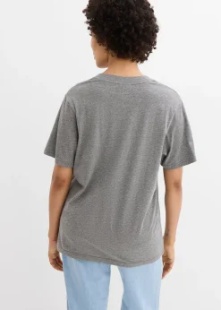 bonprix Lot de 5 T-shirts longs et amples à col V|Femme Basiques|T-Shirts & Tops