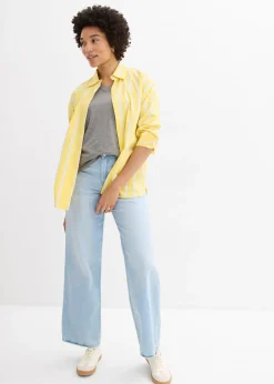 bonprix Lot de 5 T-shirts longs et amples à col V|Femme Basiques|T-Shirts & Tops