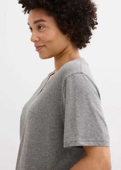 bonprix Lot de 5 T-shirts longs et amples à col V|Femme Basiques|T-Shirts & Tops