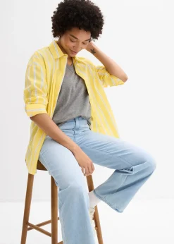 bonprix Lot de 5 T-shirts longs et amples à col V|Femme Basiques|T-Shirts & Tops