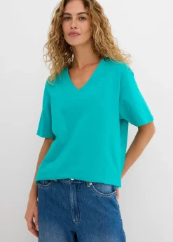 Femme bonprix Basiques|T-Shirts & Tops|Lot de 5 T-shirts longs et amples à col V