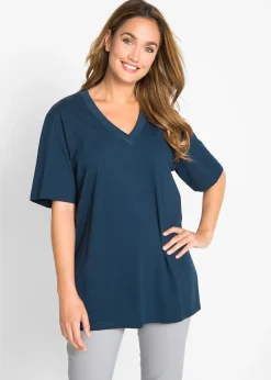 Femme bonprix Basiques|T-Shirts & Tops|Lot de 5 T-shirts longs et amples à col V