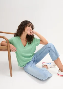 Femme bonprix Basiques|T-Shirts & Tops|Lot de 5 T-shirts longs et amples à col V