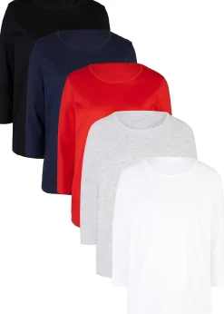 Femme bonprix Basiques|T-Shirts & Tops|Lot de 5 T-shirts manches 3/4