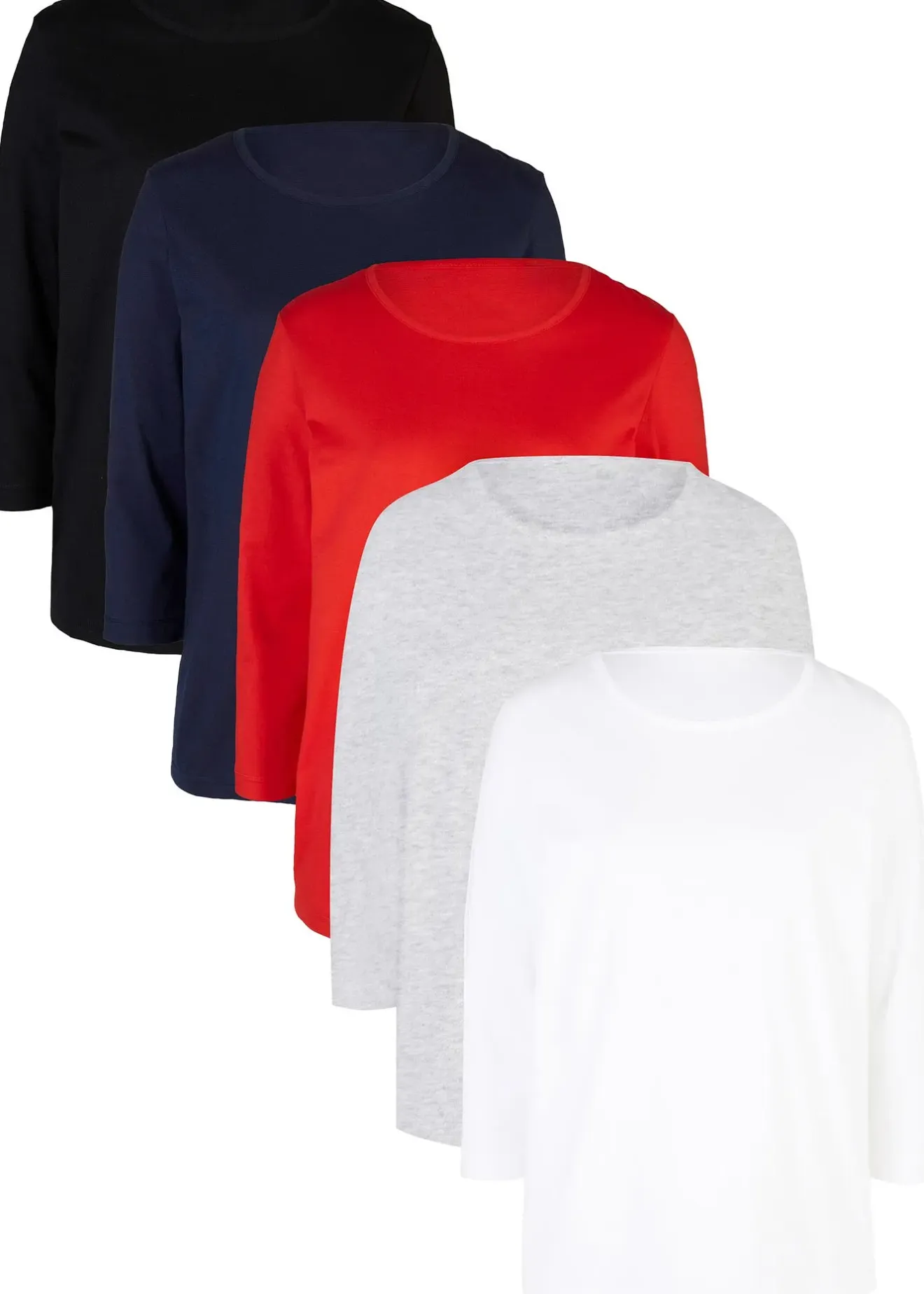 Femme bonprix Basiques|T-Shirts & Tops|Lot de 5 T-shirts manches 3/4