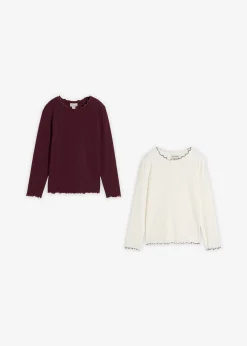 bonprix Lot de 2 T-shirts manches longues en coton extensible|Enfant Vêtements Enfant|Filles 9-16 Ans·Lot De 2 Articles Et Plus