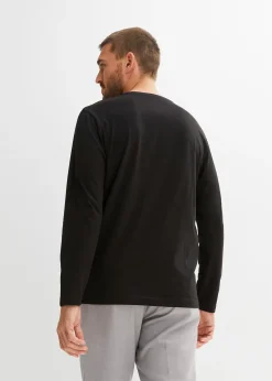 bonprix Lot de 2 T-shirts manches longues col tunisien 100% coton|Homme T-Shirts & Polos