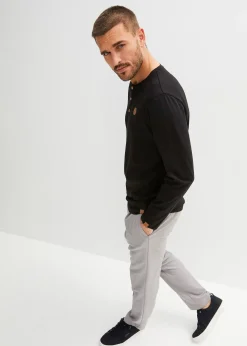 bonprix Lot de 2 T-shirts manches longues col tunisien 100% coton|Homme T-Shirts & Polos