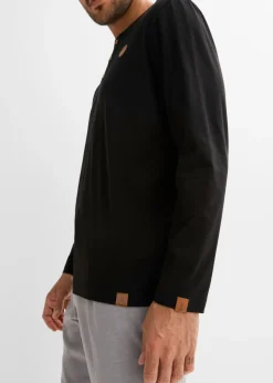 bonprix Lot de 2 T-shirts manches longues col tunisien 100% coton|Homme T-Shirts & Polos