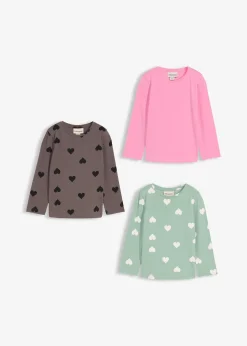 bonprix Lot de 3 T-shirts manches longues en coton extensible|Enfant Vêtements Enfant|Filles 2-8 Ans·Lot De 2 Articles Et Plus