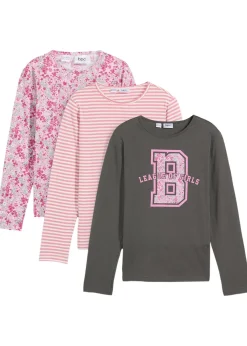 bonprix Lot de 3 T-shirts manches longues 100% coton|Enfant Vêtements Enfant|Filles 9-16 Ans·Lot De 2 Articles Et Plus