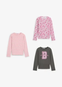 bonprix Lot de 3 T-shirts manches longues 100% coton|Enfant Vêtements Enfant|Filles 9-16 Ans·Lot De 2 Articles Et Plus