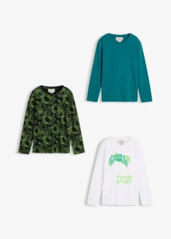 Enfant bonprix Vêtements Enfant|Garçons 9-16 Ans·Lots De 2 Articles Et Plus|Lot de 3 T-shirts manches longues en coton doux et extensible