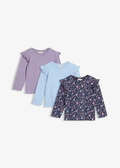 bonprix Lot de 3 T-shirts manches longues 100% coton|Enfant Vêtements Enfant|Filles 2-8 Ans·Lot De 2 Articles Et Plus