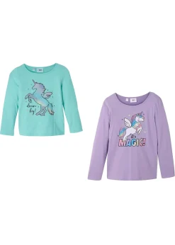 bonprix Lot de 2 T-shirts manches longues fille 100% coton|Enfant Vêtements Enfant|Filles 2-8 Ans·Lot De 2 Articles Et Plus