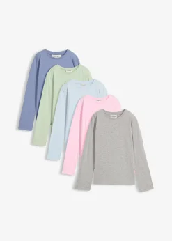 bonprix Lot de 5 T-shirts manches longues 100% coton|Enfant Vêtements Enfant|Filles 9-16 Ans·Lot De 2 Articles Et Plus