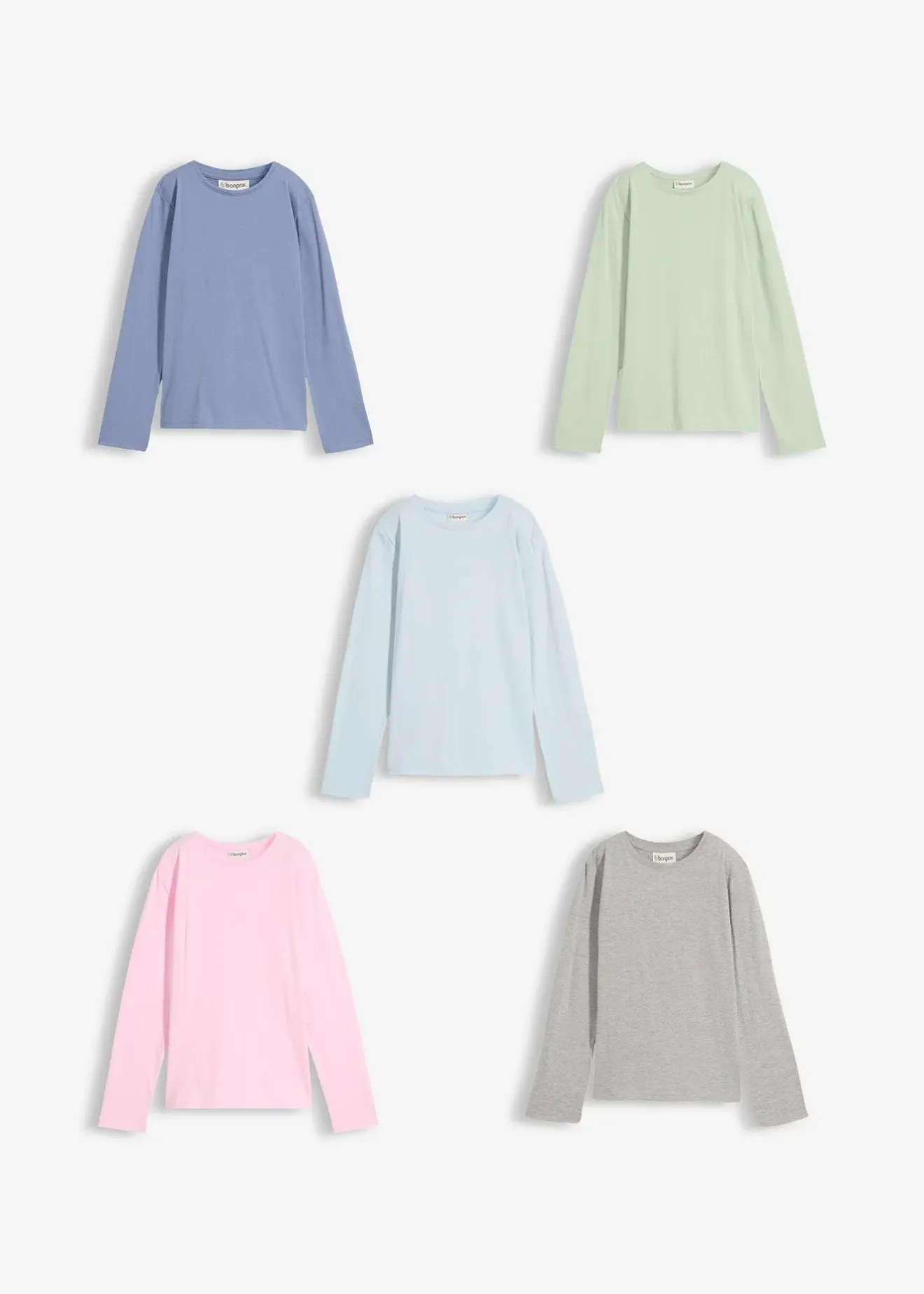 bonprix Lot de 5 T-shirts manches longues 100% coton|Enfant Vêtements Enfant|Filles 9-16 Ans·Lot De 2 Articles Et Plus