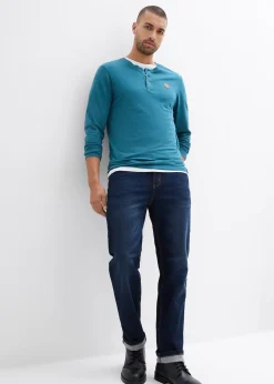 bonprix Lot de 2 T-shirts manches longues col tunisien 100% coton|Homme T-Shirts & Polos