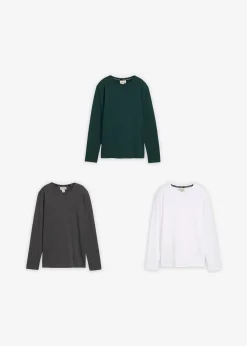 bonprix Lot de 3 T-shirts manches longues coton|Enfant Vêtements Enfant|Garçons 9-16 Ans·Lots De 2 Articles Et Plus