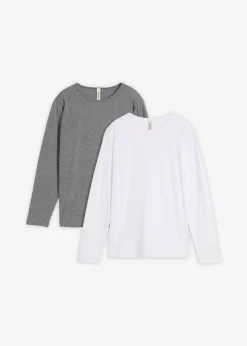 bonprix Lot de 2 T-shirts manches longues en coton doux|Enfant Vêtements Enfant|Garçons 9-16 Ans·Lots De 2 Articles Et Plus