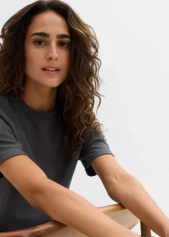 bonprix Lot de 2 T-shirts épais en jersey 100% coton|Femme Basiques|T-Shirts & Tops