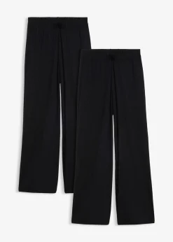 Femme bonprix Pantalons|Lot de 2 pantalons en jersey côtelé