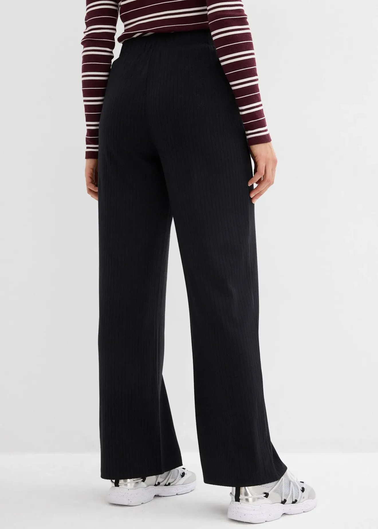 Femme bonprix Pantalons|Lot de 2 pantalons en jersey côtelé