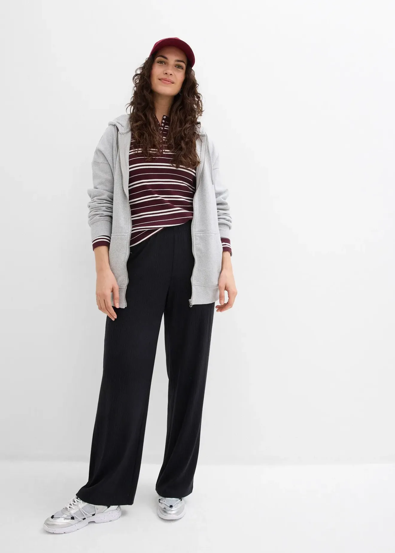 Femme bonprix Pantalons|Lot de 2 pantalons en jersey côtelé