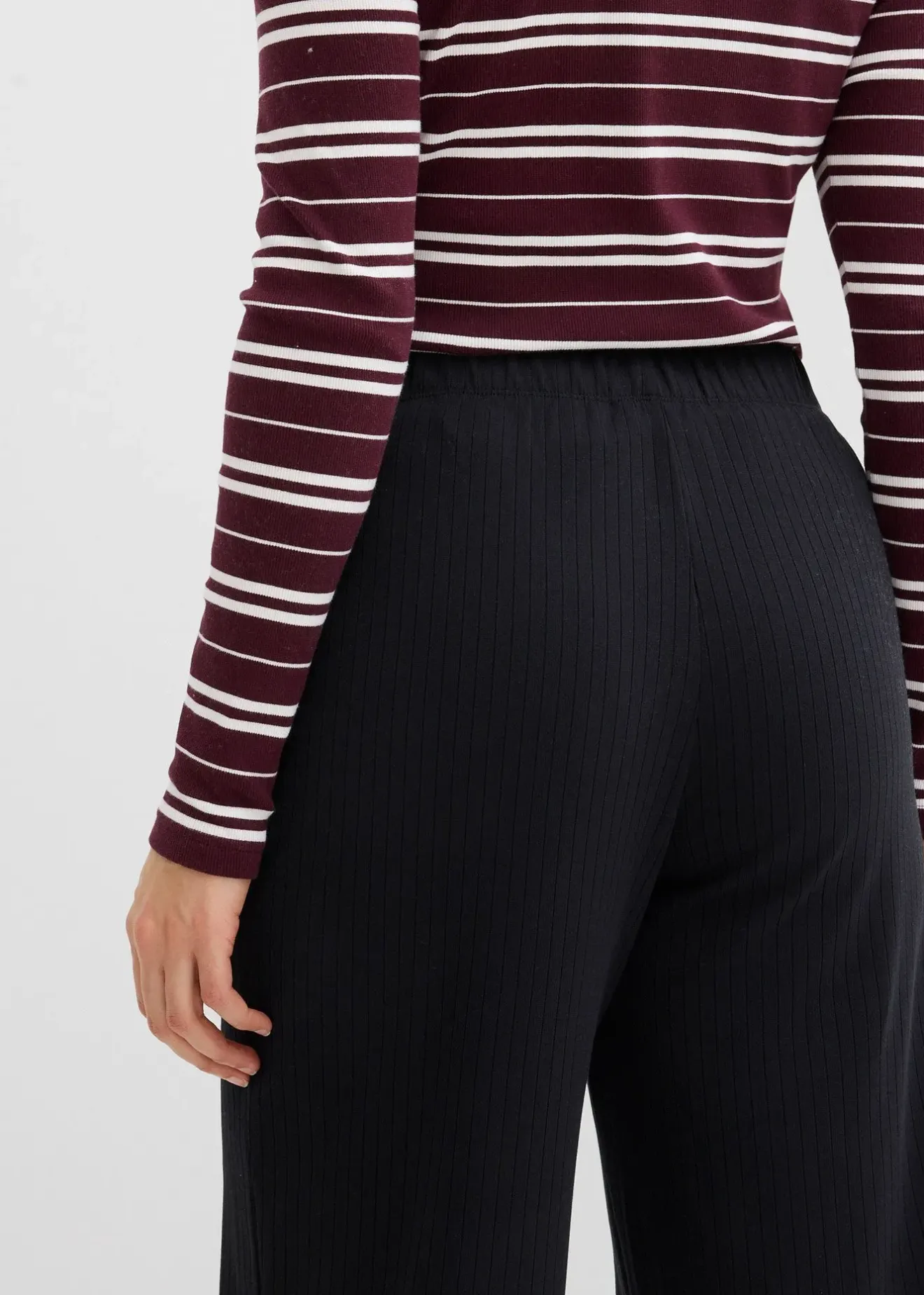 Femme bonprix Pantalons|Lot de 2 pantalons en jersey côtelé