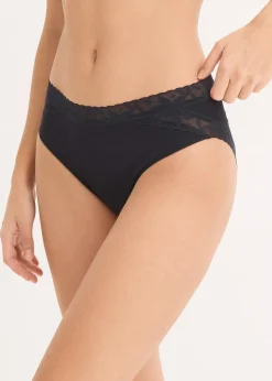 Femme bonprix Lingerie Coton|Bas|Lot de 5 slips maxi avec dentelle