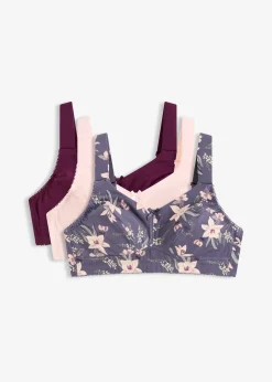 bonprix Lot de 3 soutiens-gorge coton sans armatures|Femme Lingerie Coton|Soutiens-Gorge