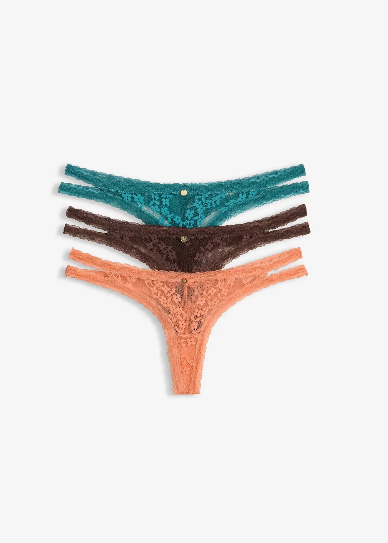 Femme bonprix Dessous|Bas|Lot de 3 tangas à dentelle florale