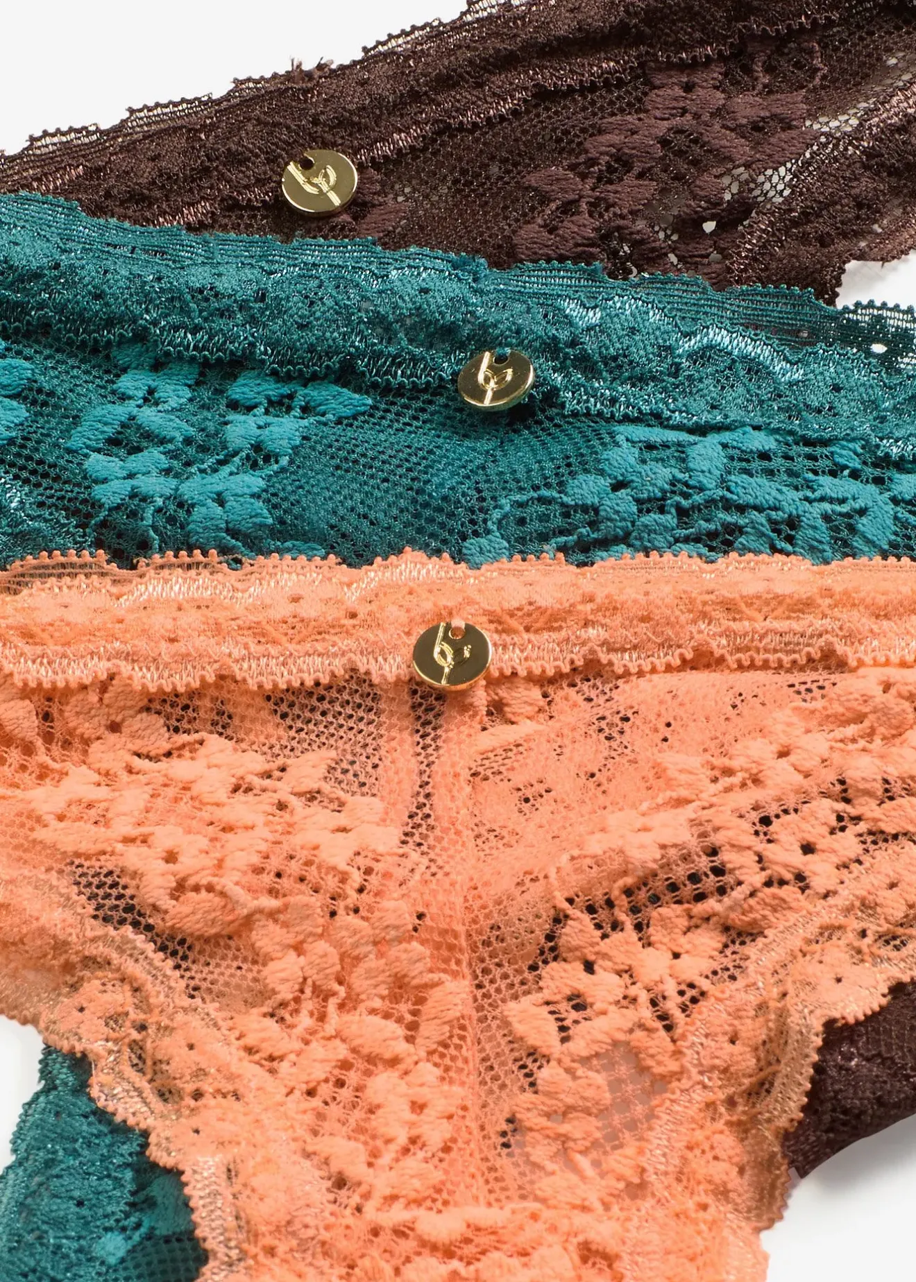 Femme bonprix Dessous|Bas|Lot de 3 tangas à dentelle florale