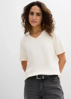 bonprix Lot de 2 T-shirts en jersey épais 100% coton|Femme Basiques|T-Shirts & Tops