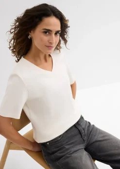 bonprix Lot de 2 T-shirts en jersey épais 100% coton|Femme Basiques|T-Shirts & Tops