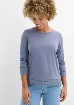 bonprix Lot de 2 T-shirts manches longues 100% coton|Femme T-Shirts & Tops