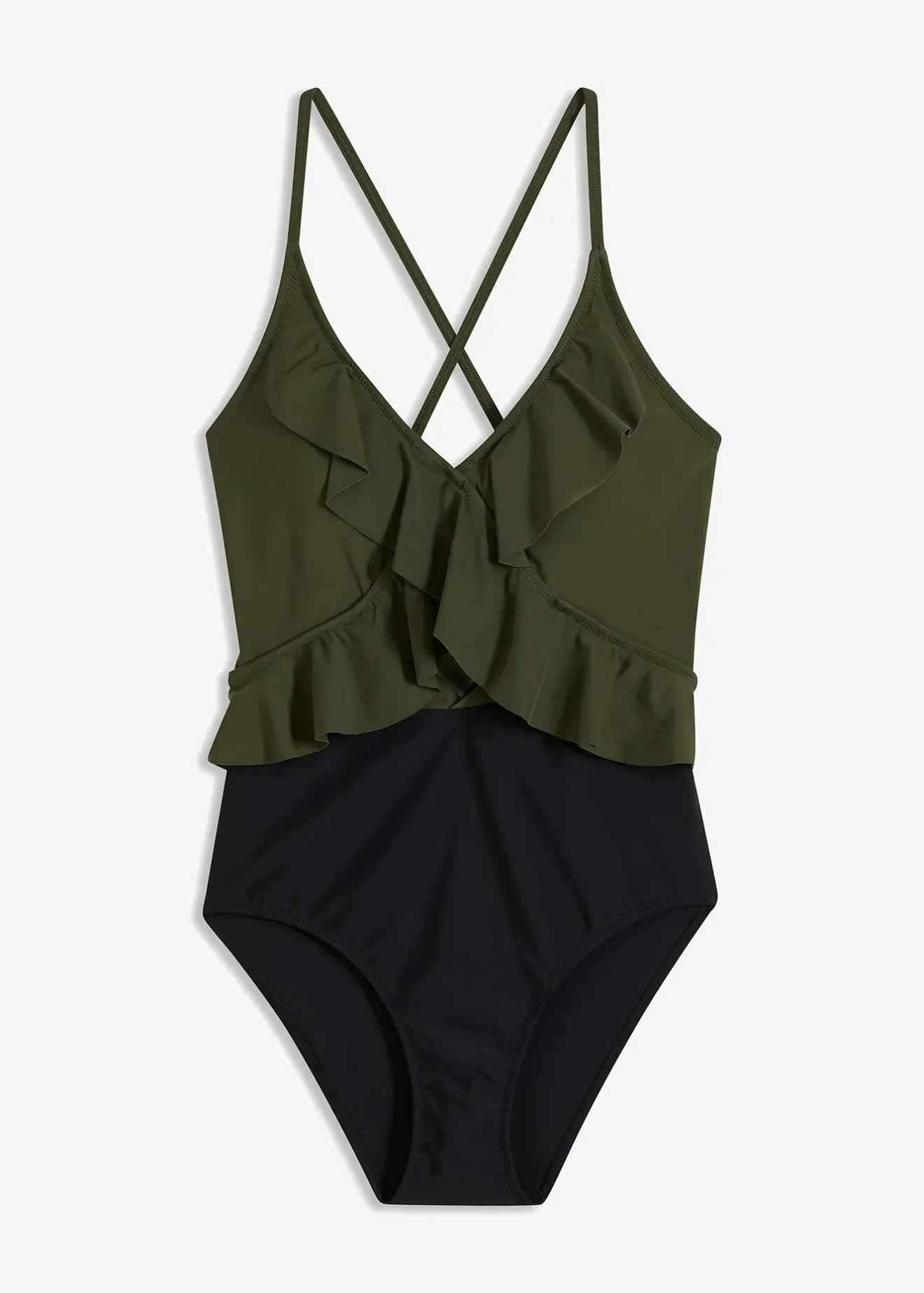 bonprix Maillot 1 pièce à découpe et volants|Femme Maillots 1 Pièce