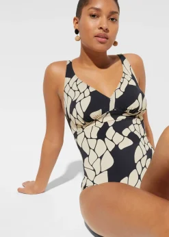 Femme bonprix Maillots De Bain Gainants|Maillots 1 Pièce|Maillot 1 pièce sculptant à col en V, maintien modéré