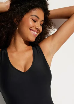Femme bonprix Maillots De Bain Sport|Maillots De Bain Gainants|Maillot 1 pièce sculptant à col en V, maintien modéré