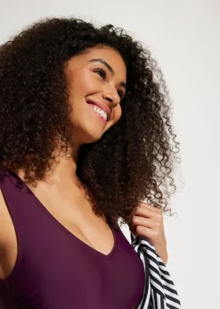 bonprix Maillot 1 pièce sculptant à col en V, maintien modéré|Femme Maillots De Bain Sport|Maillots De Bain Gainants