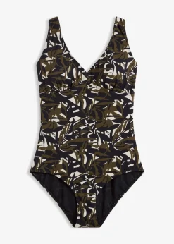 bonprix Maillot 1 pièce sculptant à col en V, maintien modéré|Femme Maillots De Bain Gainants|Maillots 1 Pièce