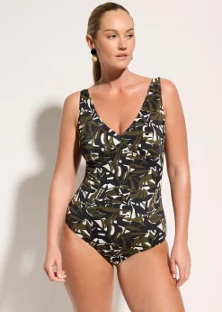 bonprix Maillot 1 pièce sculptant à col en V, maintien modéré|Femme Maillots De Bain Gainants|Maillots 1 Pièce