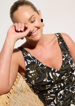 bonprix Maillot 1 pièce sculptant à col en V, maintien modéré|Femme Maillots De Bain Gainants|Maillots 1 Pièce