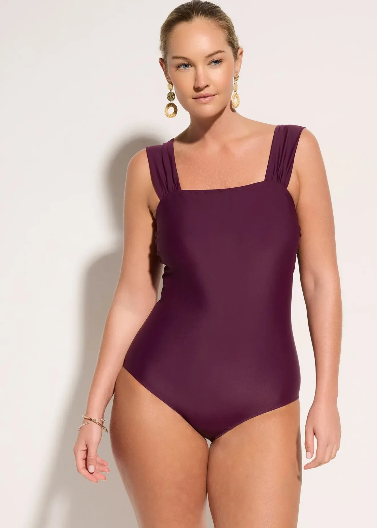 bonprix Maillot 1 pièce sculptant à bretelles larges, maintien modéré|Femme Maillots De Bain Gainants|Maillots 1 Pièce