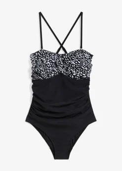 bonprix Maillot 1 pièce sculptant effet croisé, maintien modéré|Femme Maillots De Bain Gainants|Maillots 1 Pièce