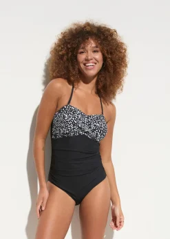 bonprix Maillot 1 pièce sculptant effet croisé, maintien modéré|Femme Maillots De Bain Gainants|Maillots 1 Pièce