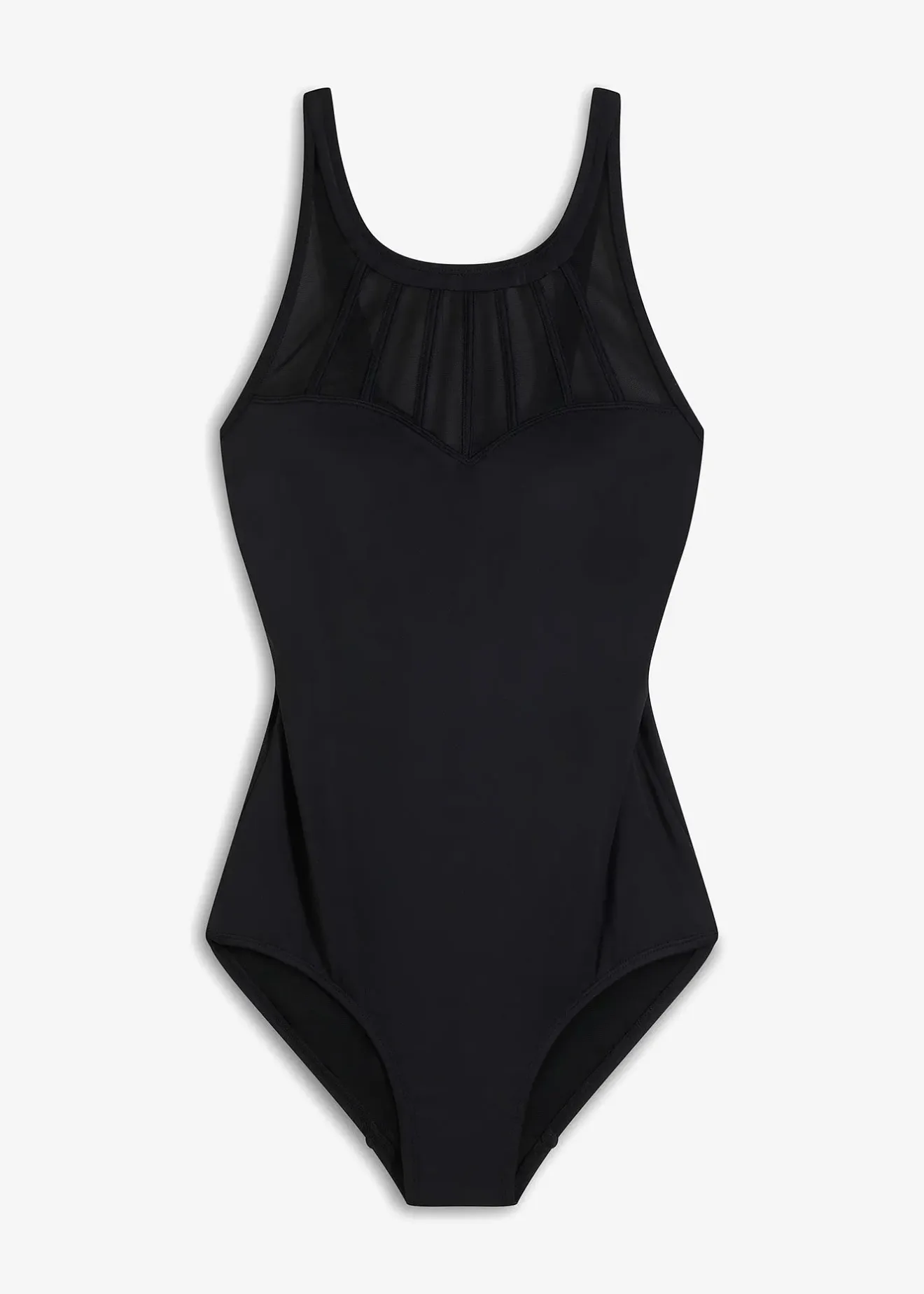 bonprix Maillot 1 pièce sculptant, maintien modéré, avec mesh transparent|Femme Maillots De Bain Gainants|Maillots 1 Pièce