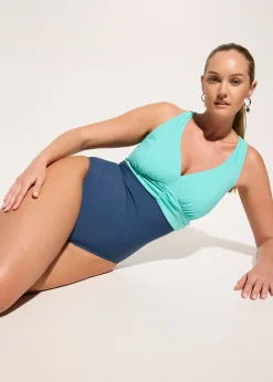 bonprix Maillot 1 pièce sculptant, maintien léger, encolure V|Femme Maillots De Bain Gainants|Maillots 1 Pièce